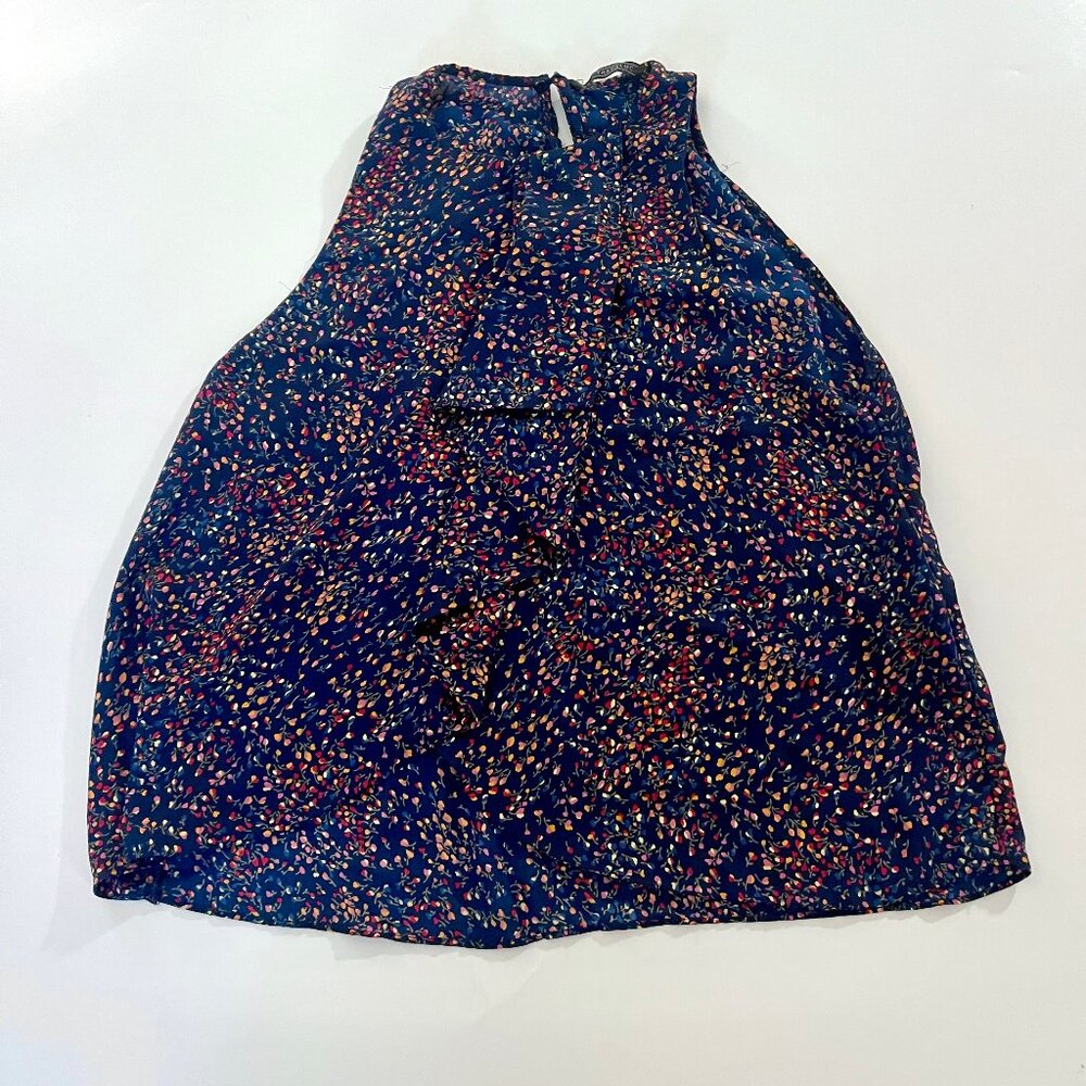 Zara Trafaluc sleeveless blouse floral design on black size small